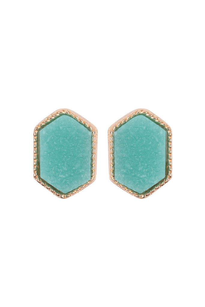 DRUZY HEXAGON POST EARRINGS