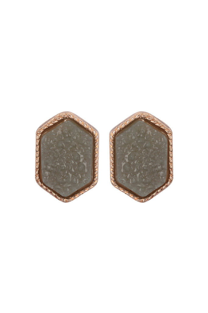 DRUZY HEXAGON POST EARRINGS