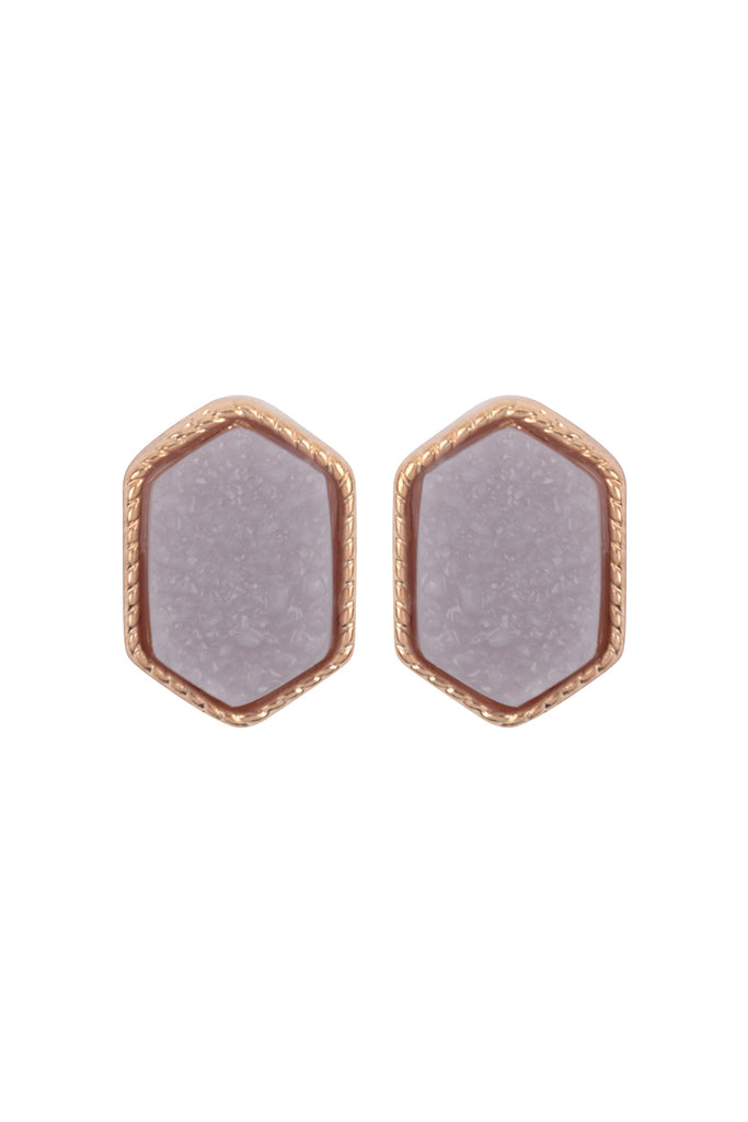 DRUZY HEXAGON POST EARRINGS