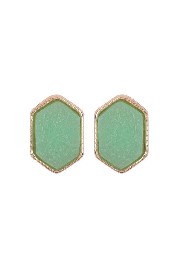 DRUZY HEXAGON POST EARRINGS