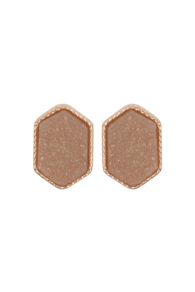 DRUZY HEXAGON POST EARRINGS