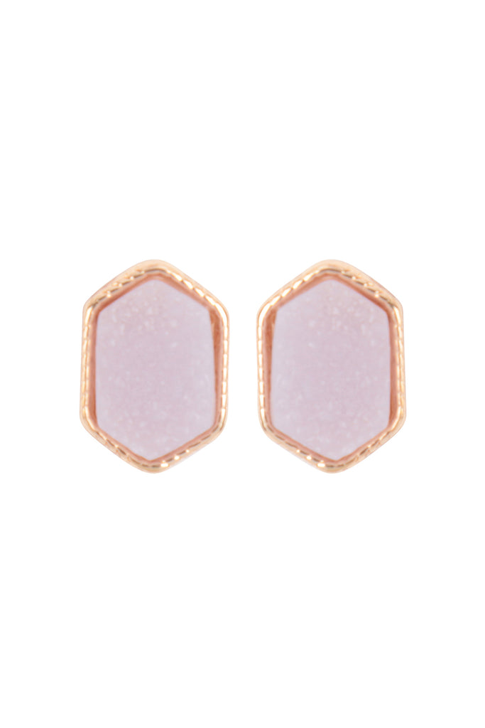 DRUZY HEXAGON POST EARRINGS
