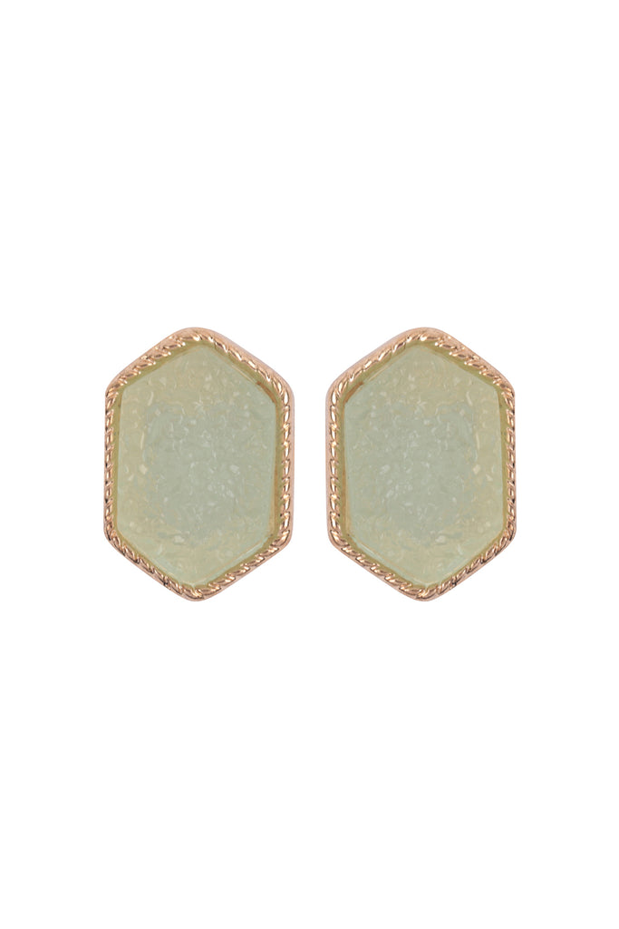 DRUZY HEXAGON POST EARRINGS