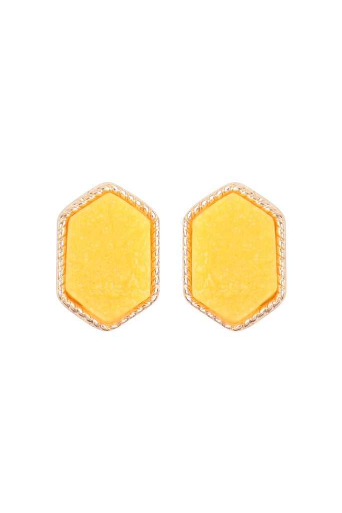 DRUZY HEXAGON POST EARRINGS