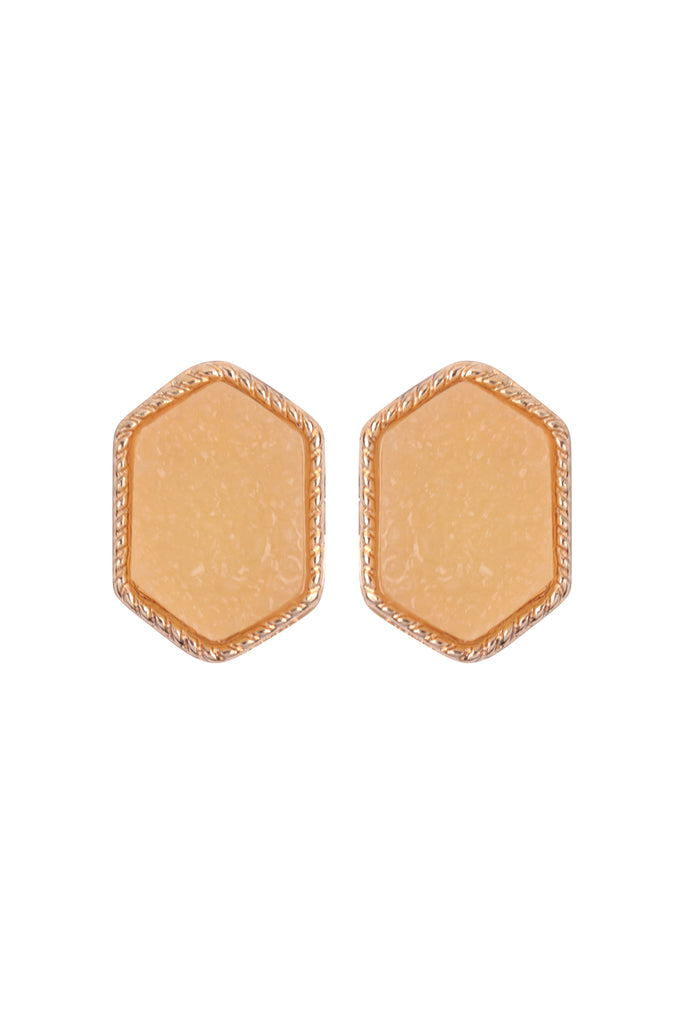 DRUZY HEXAGON POST EARRINGS