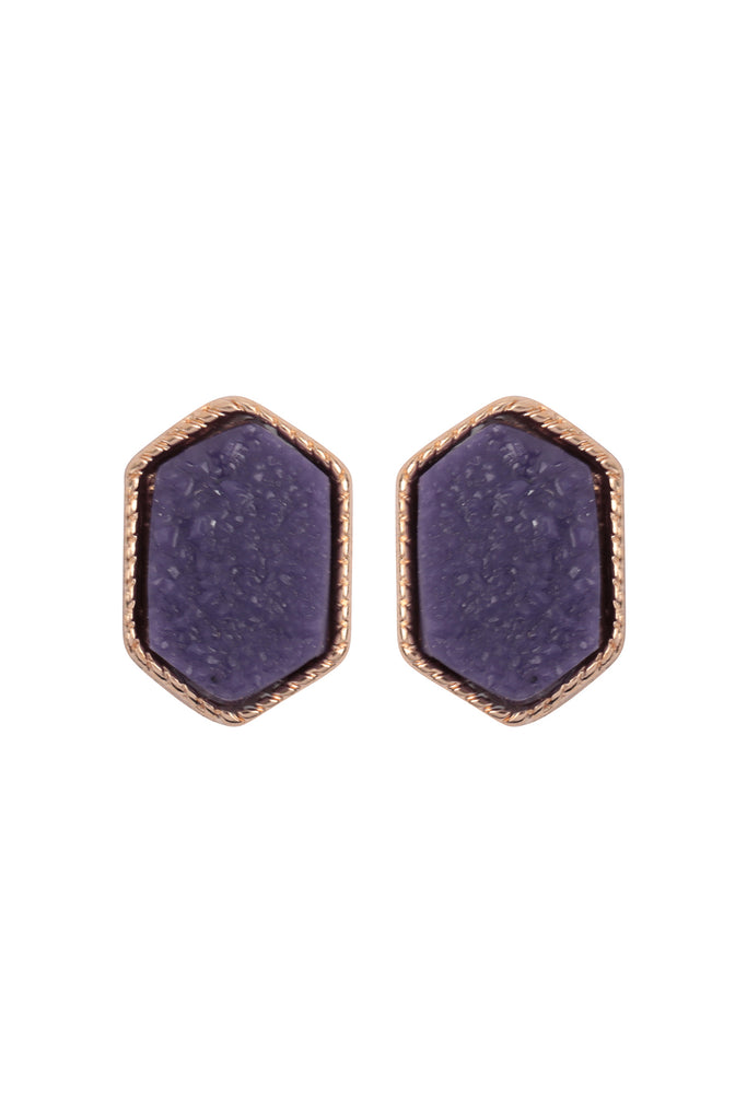DRUZY HEXAGON POST EARRINGS