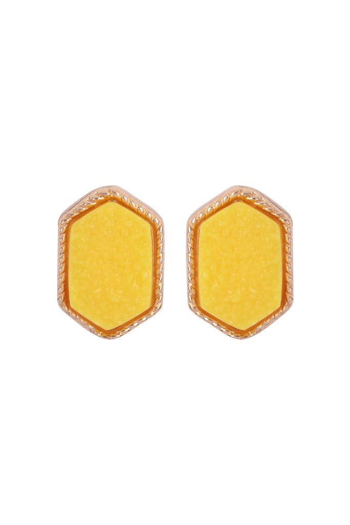 DRUZY HEXAGON POST EARRINGS