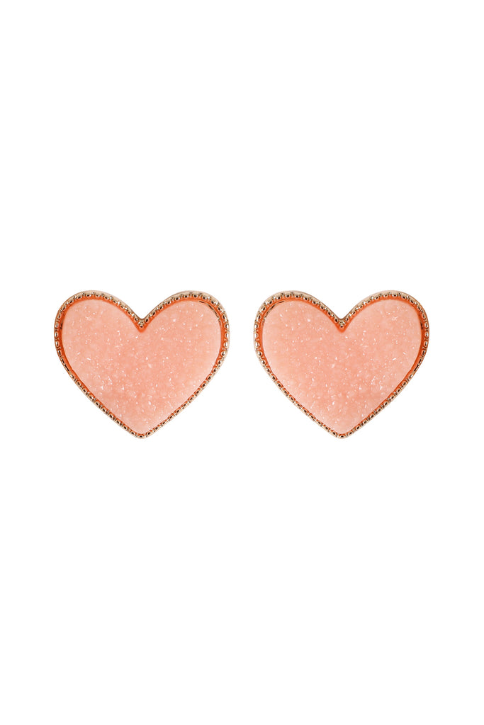 HEART DRUZY STUD EARRINGS