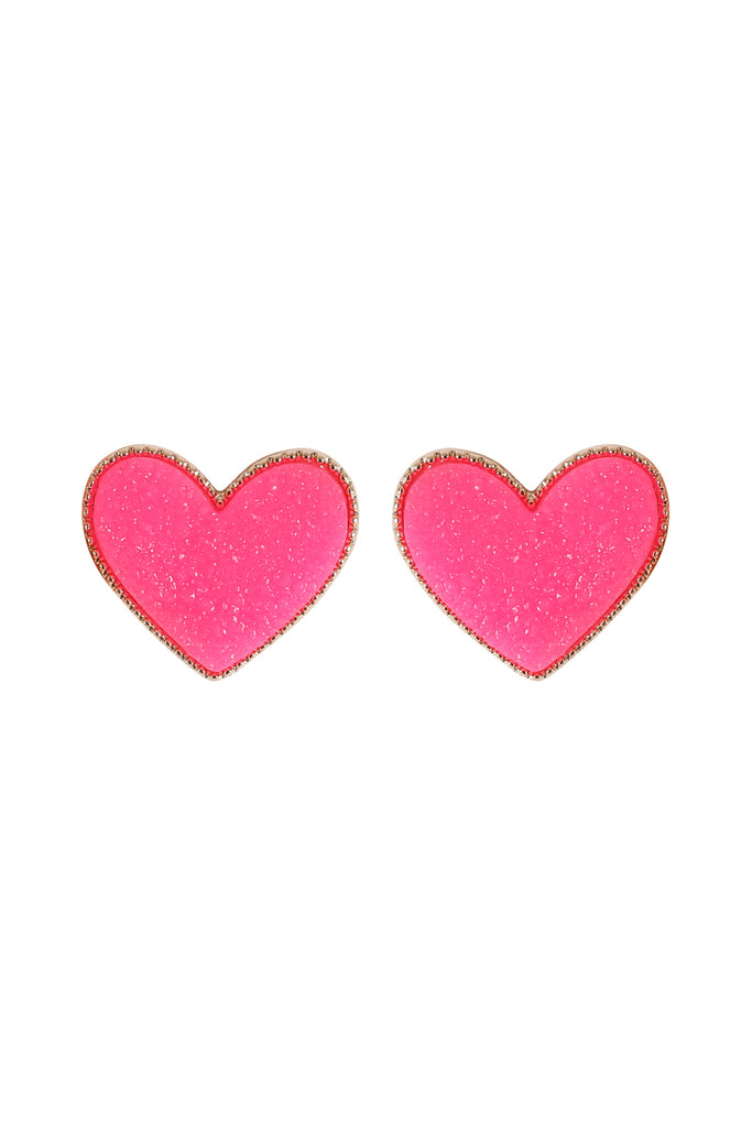 HEART DRUZY STUD EARRINGS