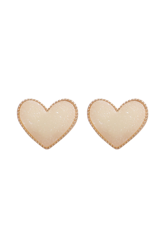 HEART DRUZY STUD EARRINGS
