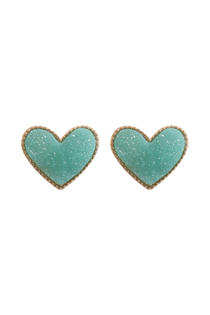 HEART DRUZY POST EARRINGS