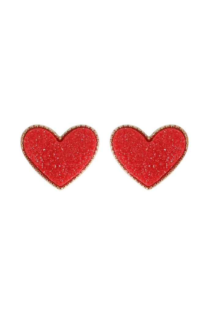 HEART DRUZY POST EARRINGS