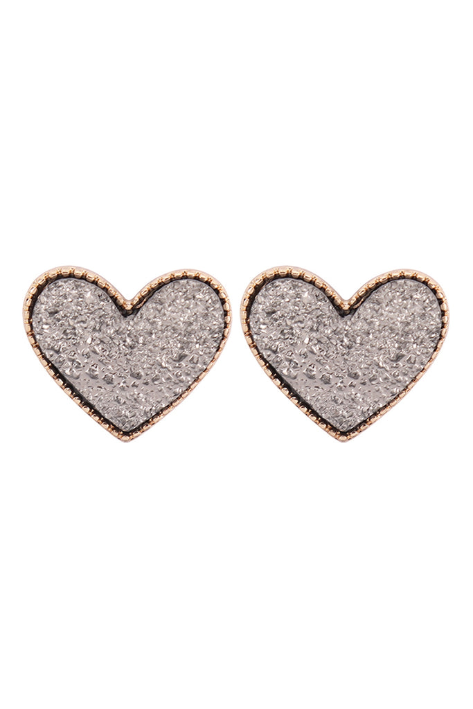 HEART DRUZY POST EARRINGS
