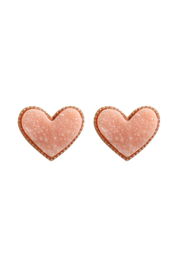 HEART DRUZY POST EARRINGS