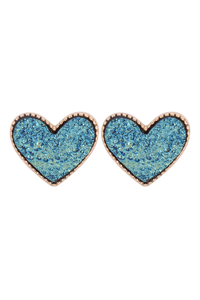HEART DRUZY POST EARRINGS