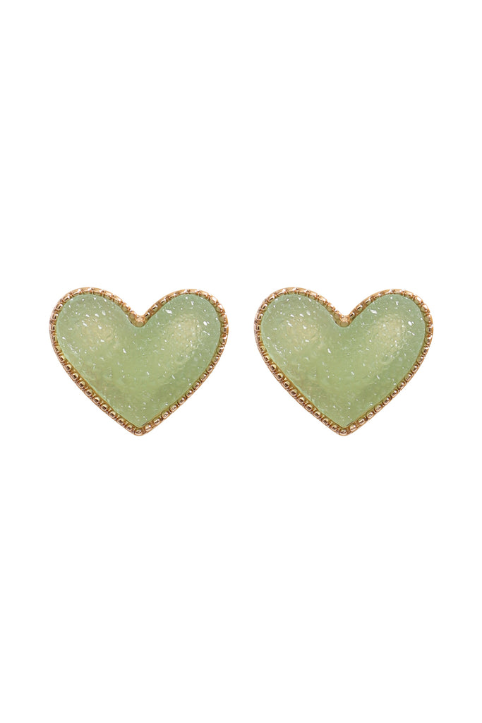 HEART DRUZY POST EARRINGS