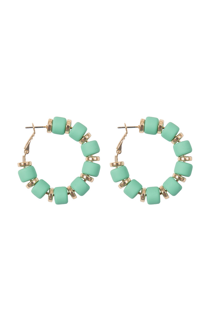 COLOR BEADS HOOP EARRINGS