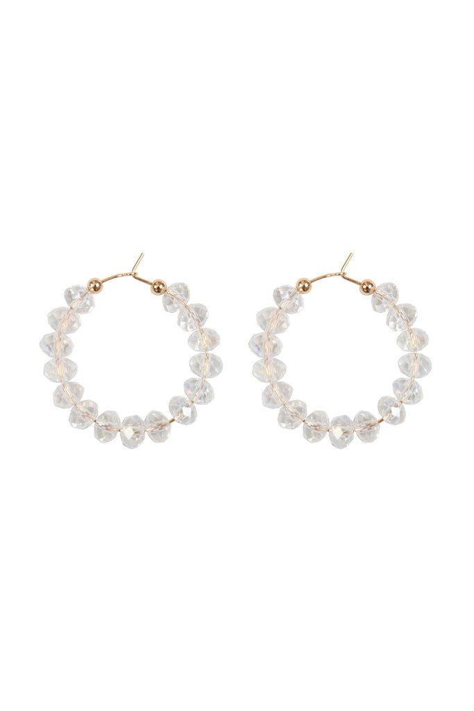 RONDELLE BEADS ROUND HOOP EARRINGS