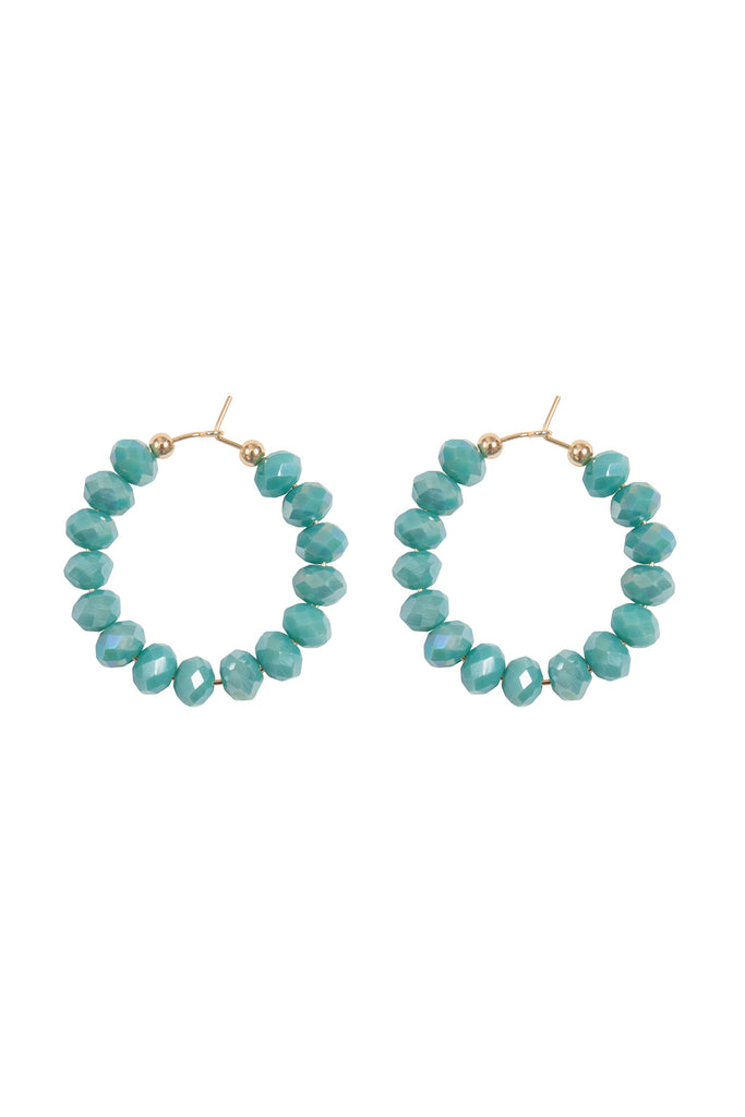 RONDELLE BEADS ROUND HOOP EARRINGS
