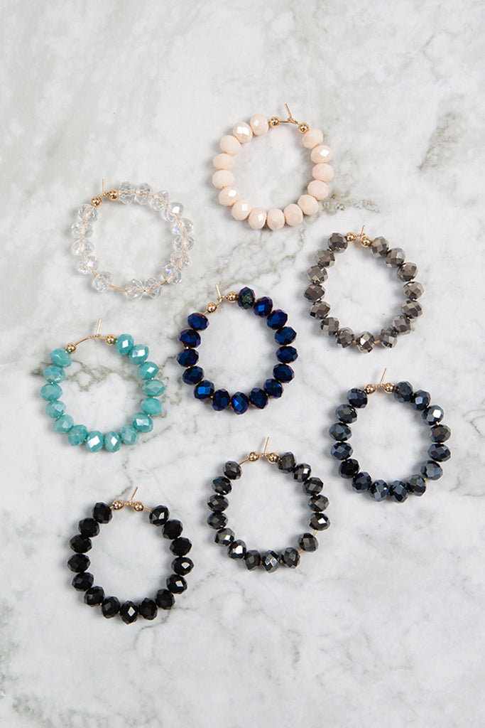 RONDELLE BEADS ROUND HOOP EARRINGS