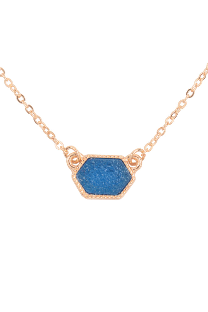 Druzy Hexagon  Necklaces with stud Earrings