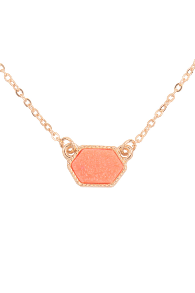Druzy Hexagon  Necklaces with stud Earrings