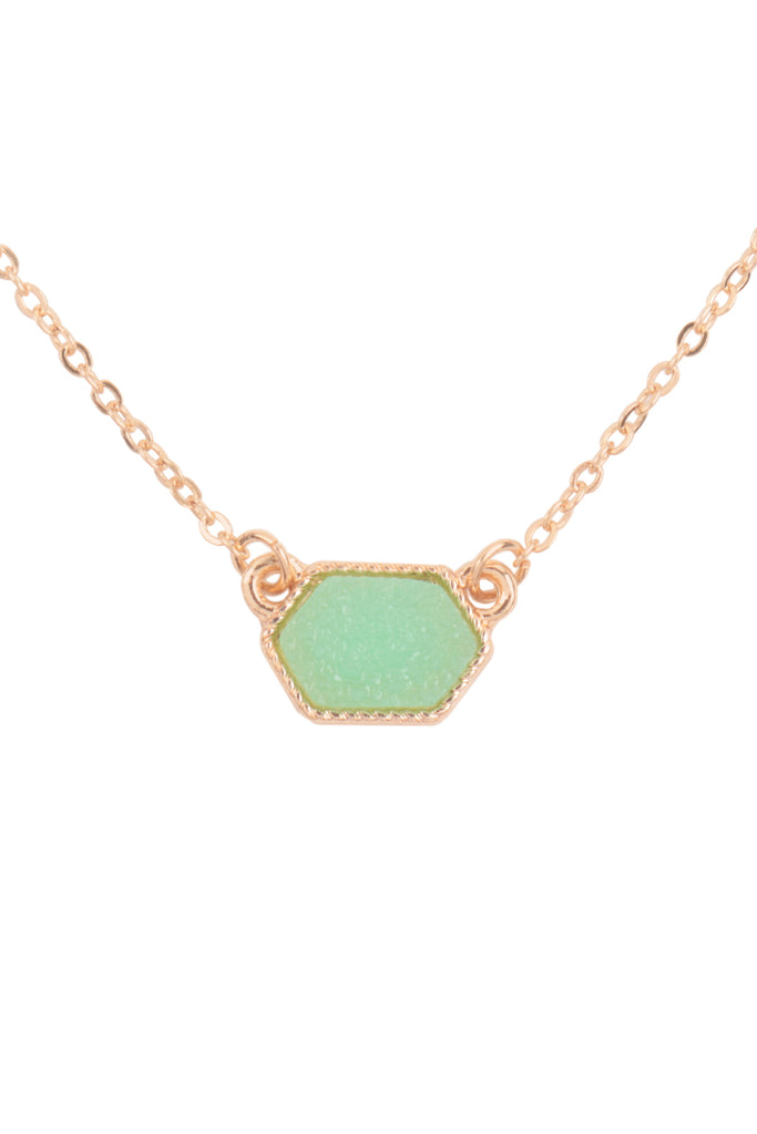 Druzy Hexagon  Necklaces with stud Earrings