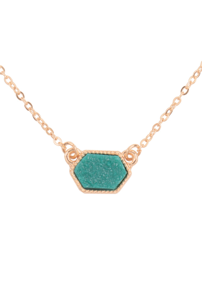 Druzy Hexagon  Necklaces with stud Earrings
