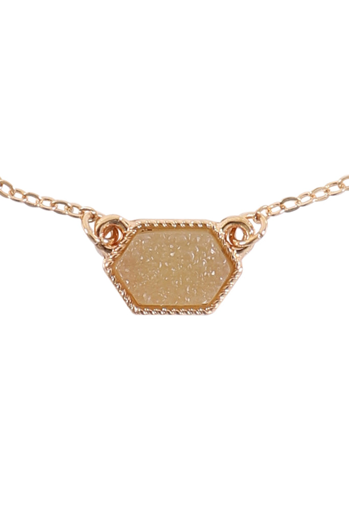 Druzy Hexagon  Necklaces with stud Earrings