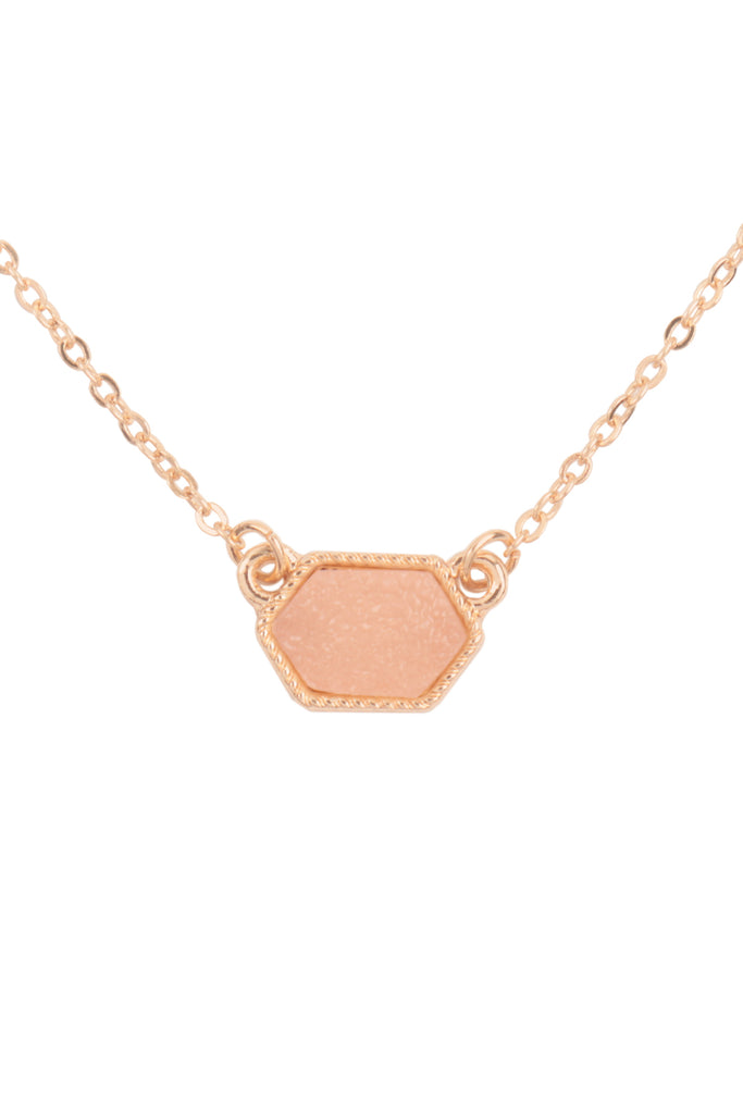 Druzy Hexagon  Necklaces with stud Earrings