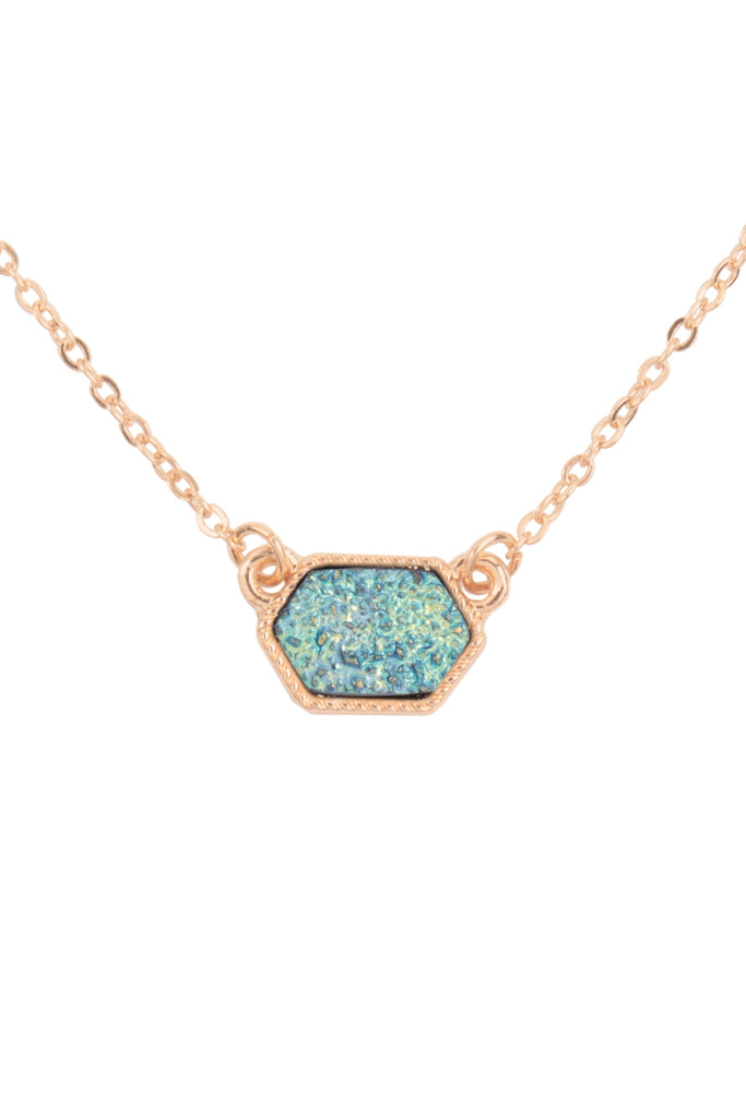 Druzy Hexagon  Necklaces with stud Earrings