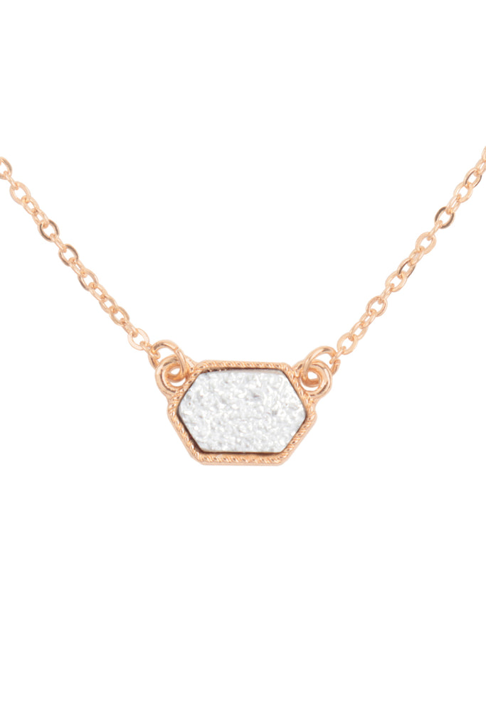 Druzy Hexagon  Necklaces with stud Earrings