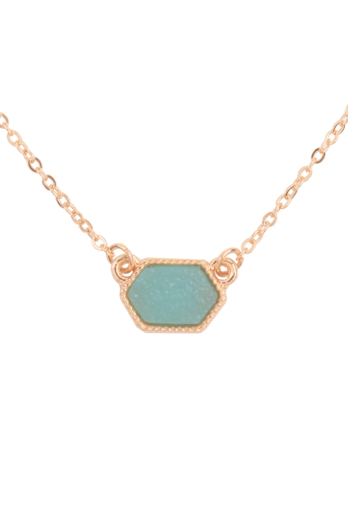 Druzy Hexagon  Necklaces with stud Earrings
