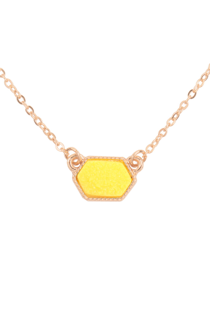 Druzy Hexagon  Necklaces with stud Earrings