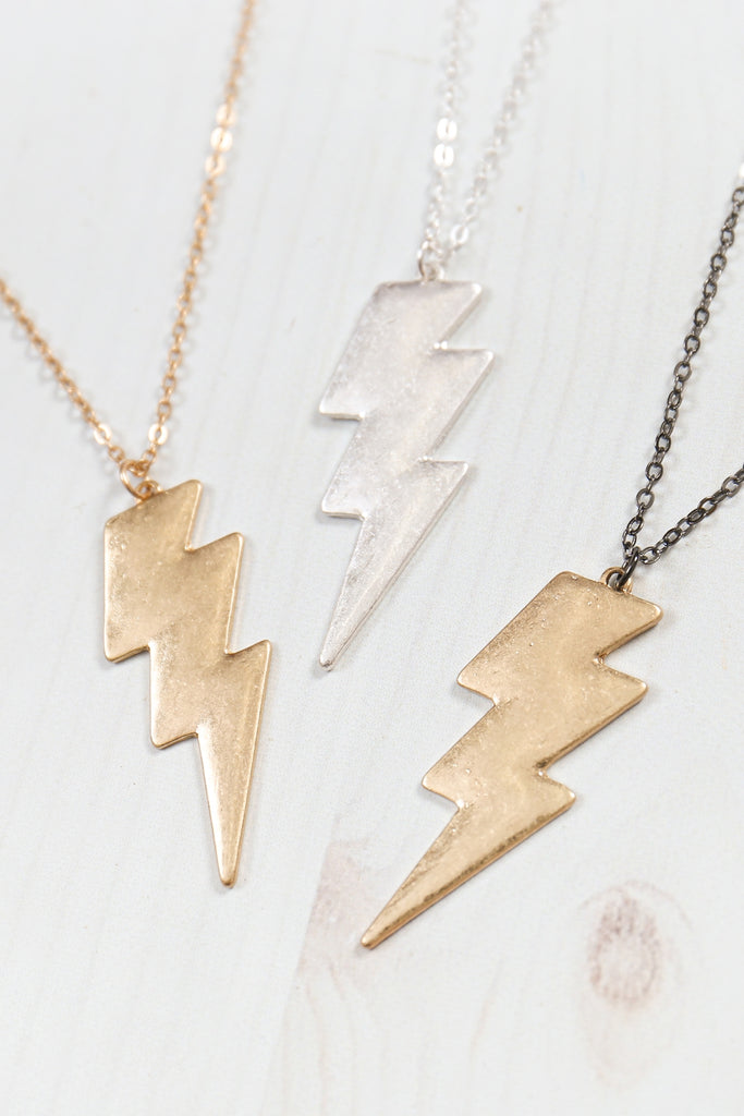 VNE1048 - LIGHTNING PENDANT CHAIN NECKLACE EARRING SET