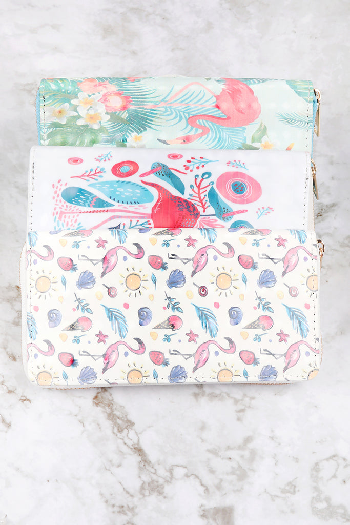 CUTE FLAMINGO SINGLE ZIPPER WALLET