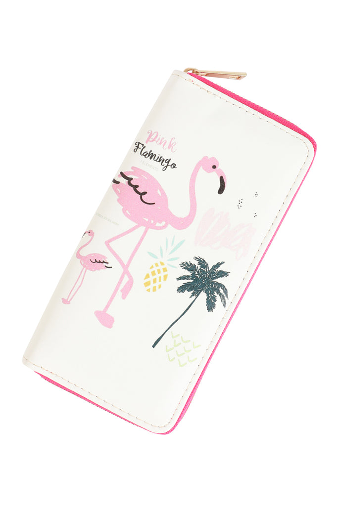 FLAMINGO LEATHER ZIPPER WALLET