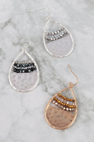 HORSE SHOE METAL BLOCK CCB DROP DANGLE EARRINGS