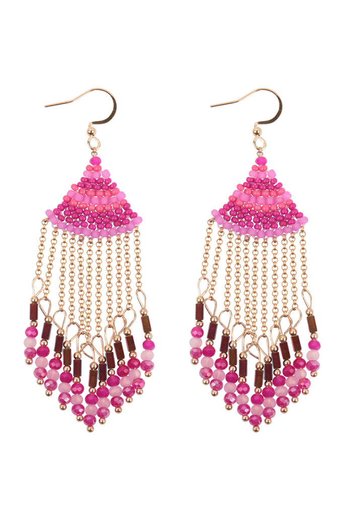 BOHO CHAIN FRINGE DROP HOOK EARRINGS