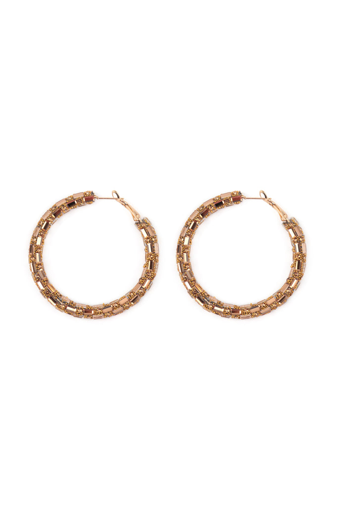 MULTI STONE WRAP BEADS HOOP EARRINGS