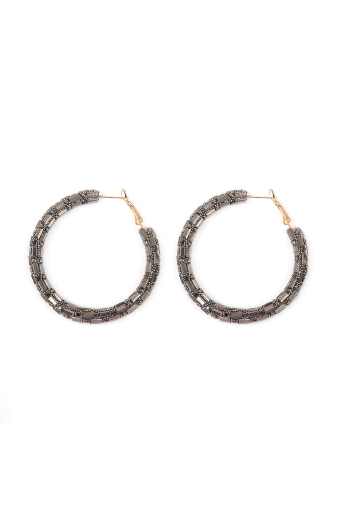 MULTI STONE WRAP BEADS HOOP EARRINGS