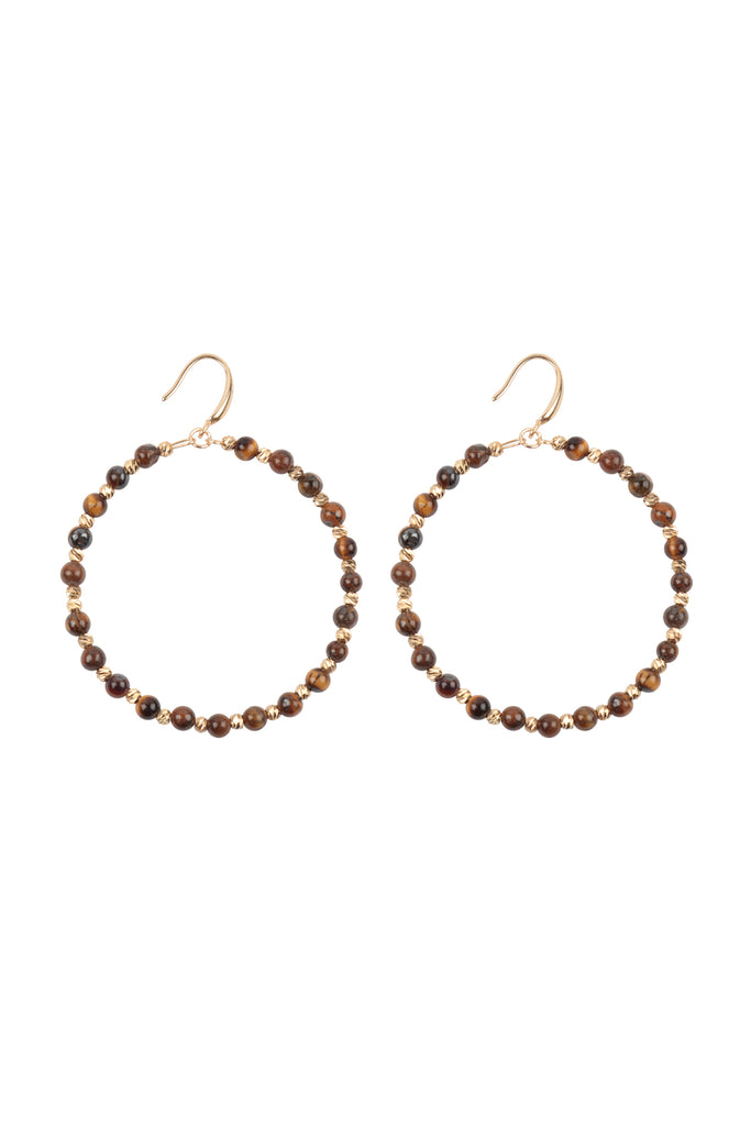 WCE1063 - TEXTURED ROUND BEADS HOOP EARRINGS