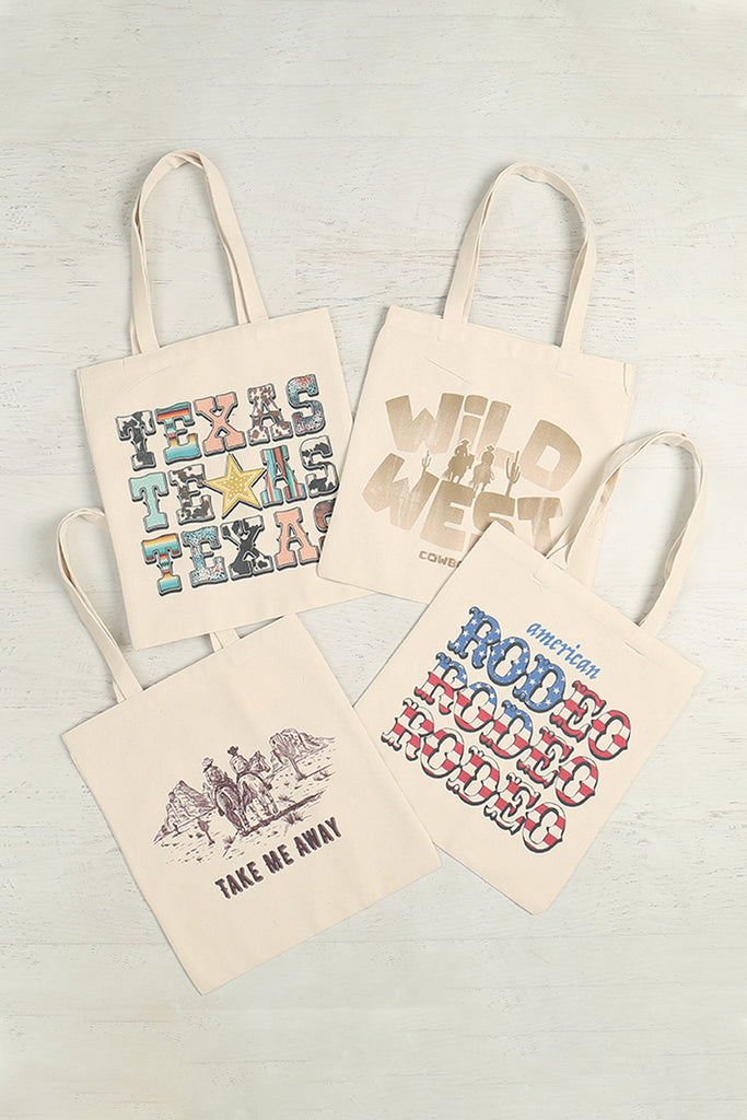 WILD WEST COWBOYS MINIMALIST PRINT TOTE BAG