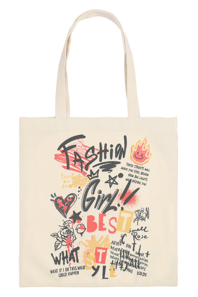FASHION GIRL MINIMALIST PRINT TOTE BAG