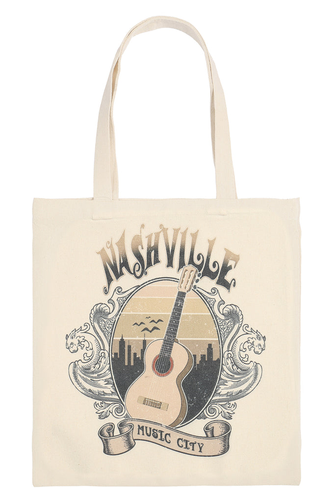NASHVILLE MUSIC CITY MINIMALIST PRINT TOTE BAG