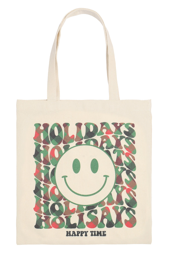 HOLIDAYS HAPPY TIME MINIMALIST PRINT TOTE BAG