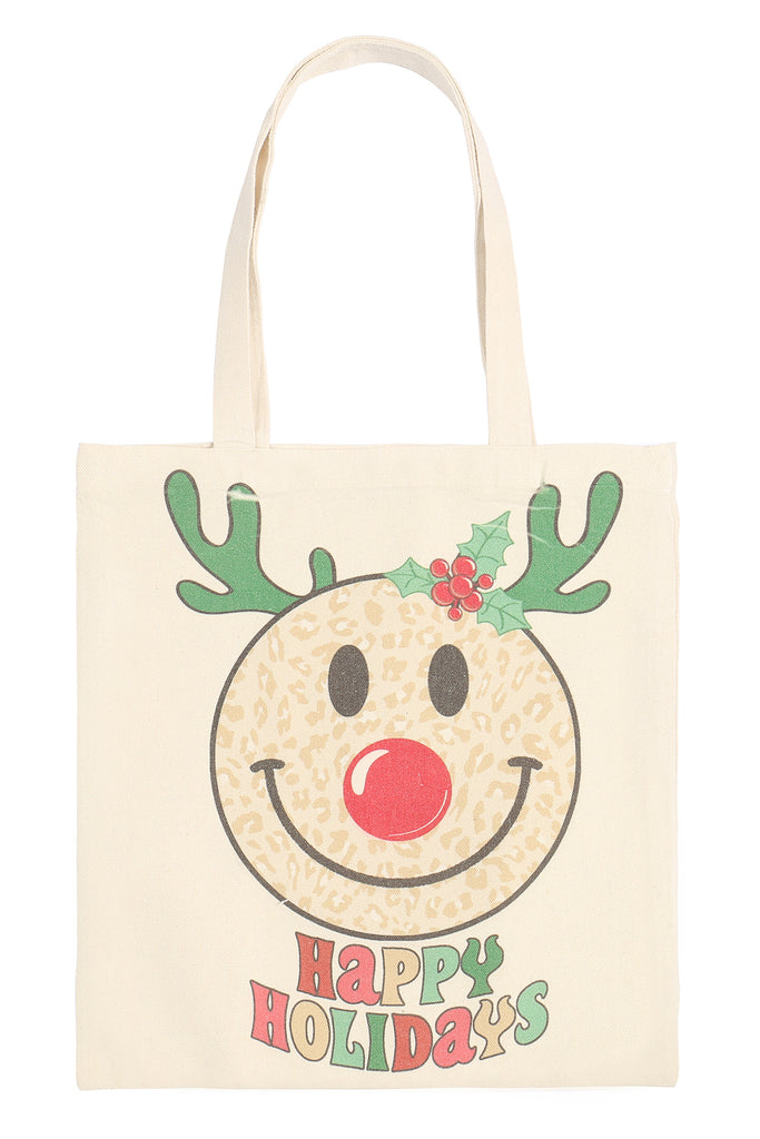CHRISTMAS HAPPY HOLIDAYS MINIMALIST PRINT TOTE BAG