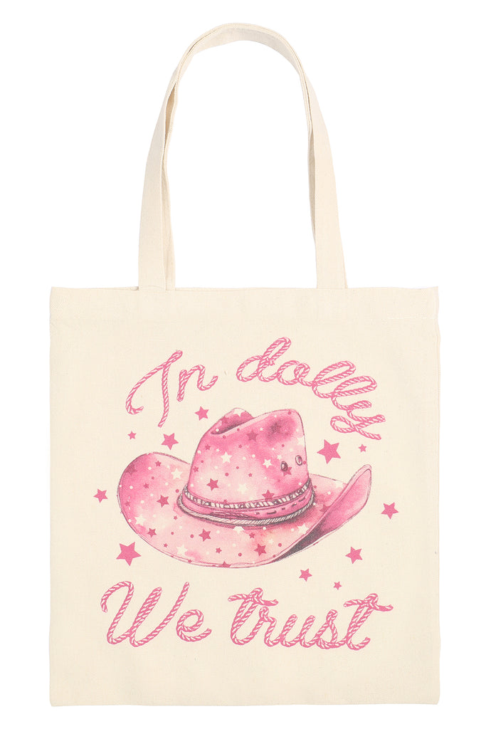 IN DOLLY WE TRUST MINIMALIST PRINT TOTE BAG