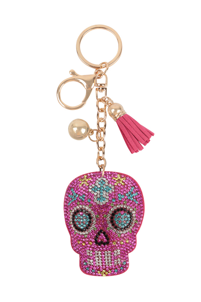 SUGAR SKUL RHINESTONE TASSEL KEYCHAIN
