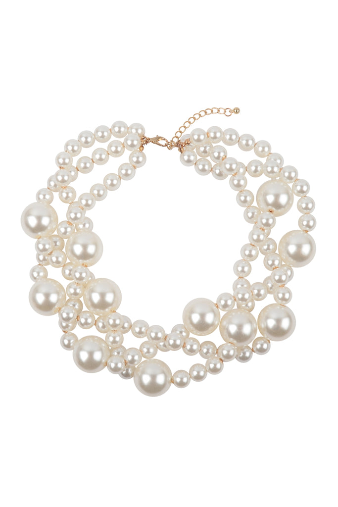 MULTI SIZE CLUSTER PEARL CHOKER NECKLACE